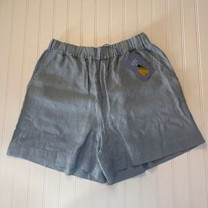 NWT Linen Tales Closet Allure Linen‎ Hip Hop Shorts Blue Womens Large